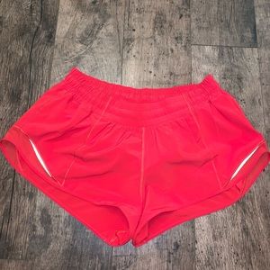 Red Lululemon Hotty Hot Shorts